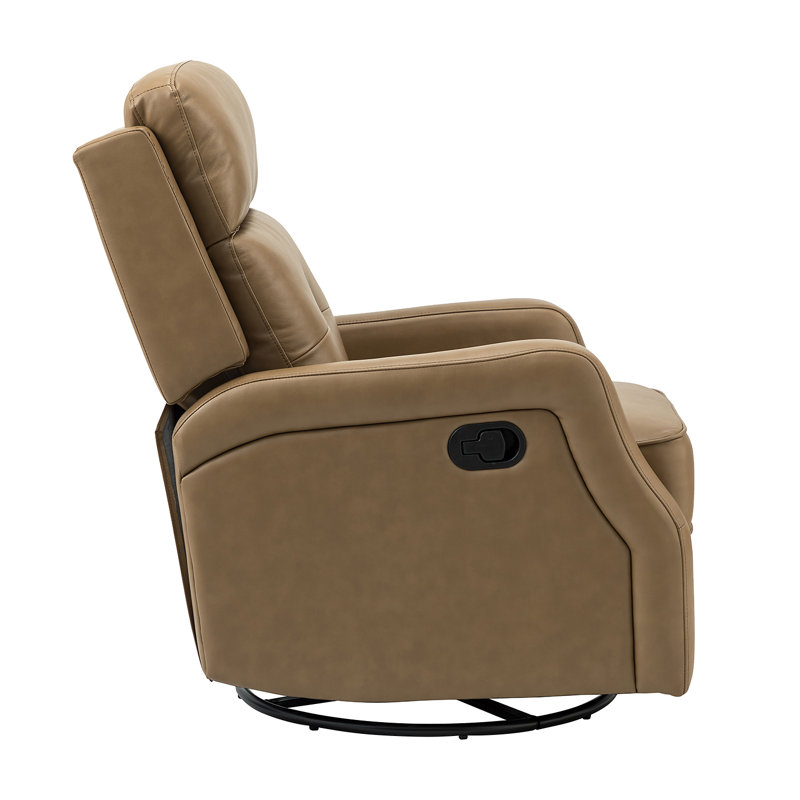 The Twillery Co.® Rudisill 28.74" Wide Genuine Leather Swivel Rocker